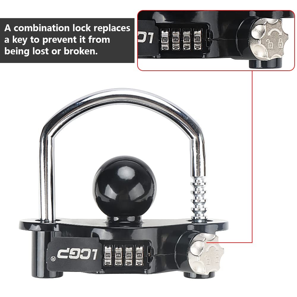 LCGP Black Trailer Hitch Lock with Combination With password lock,