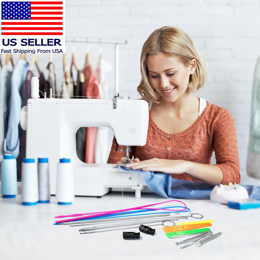 16 PCS Drawstring Threader, Turner Sewing Tool with Flexible Hoodie String Threa