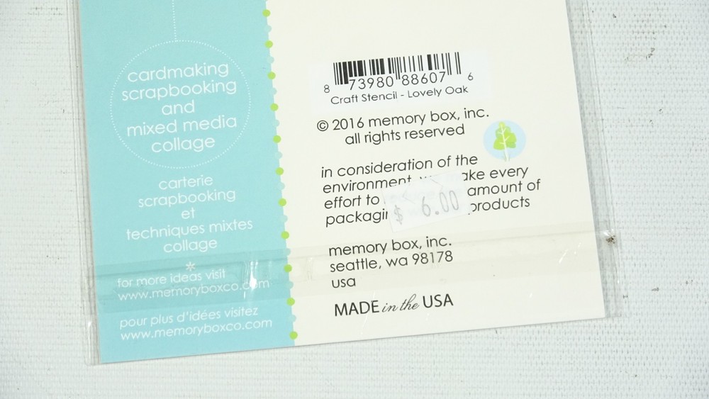 2016 Memory Box Designer Stencil Lovely Oak 88607