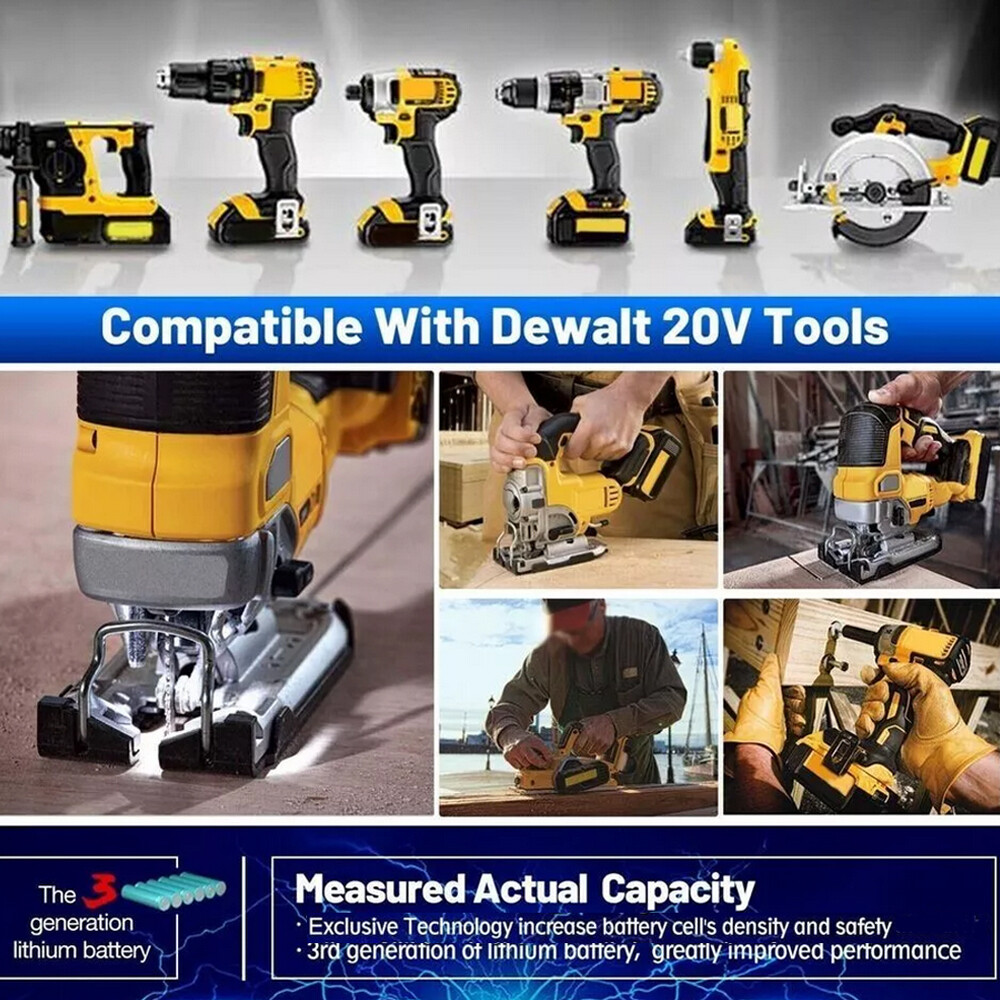 2Pack 8.0AH Lithium Ion Battery For DeWalt DCB206-2 20V 20 Volt Max XR DCB205-2