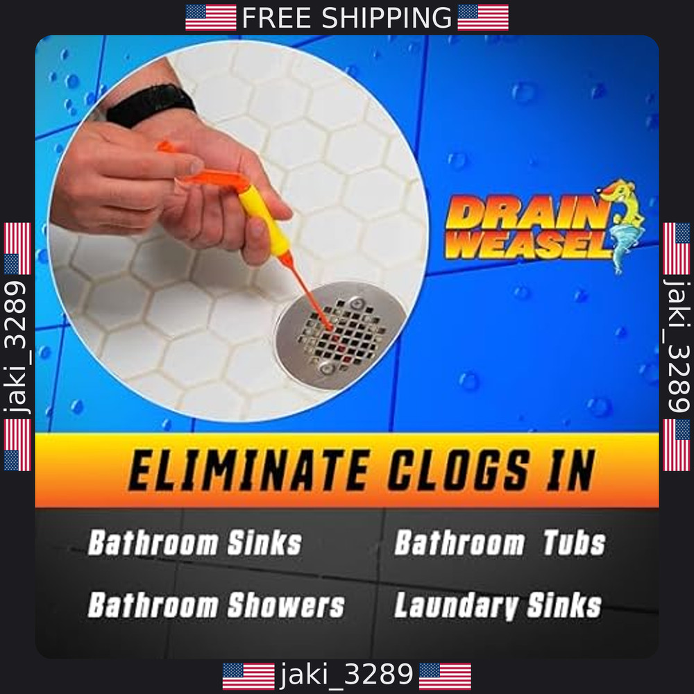FlexiSnake Drain Weasel Clog Remover Tool Kit - 18" Flexible, 3 Pack Refills