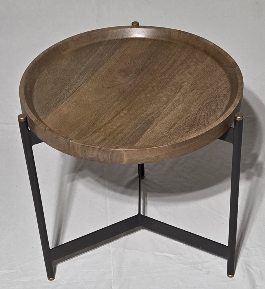 Poly & Bark Marquisa Mango Wood 20" Round Side Table