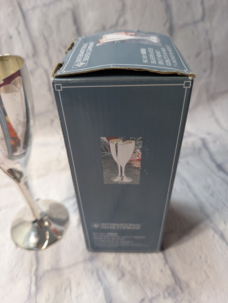 Vintage International Silver Company Plated Split Heart Wedding Goblet Pair