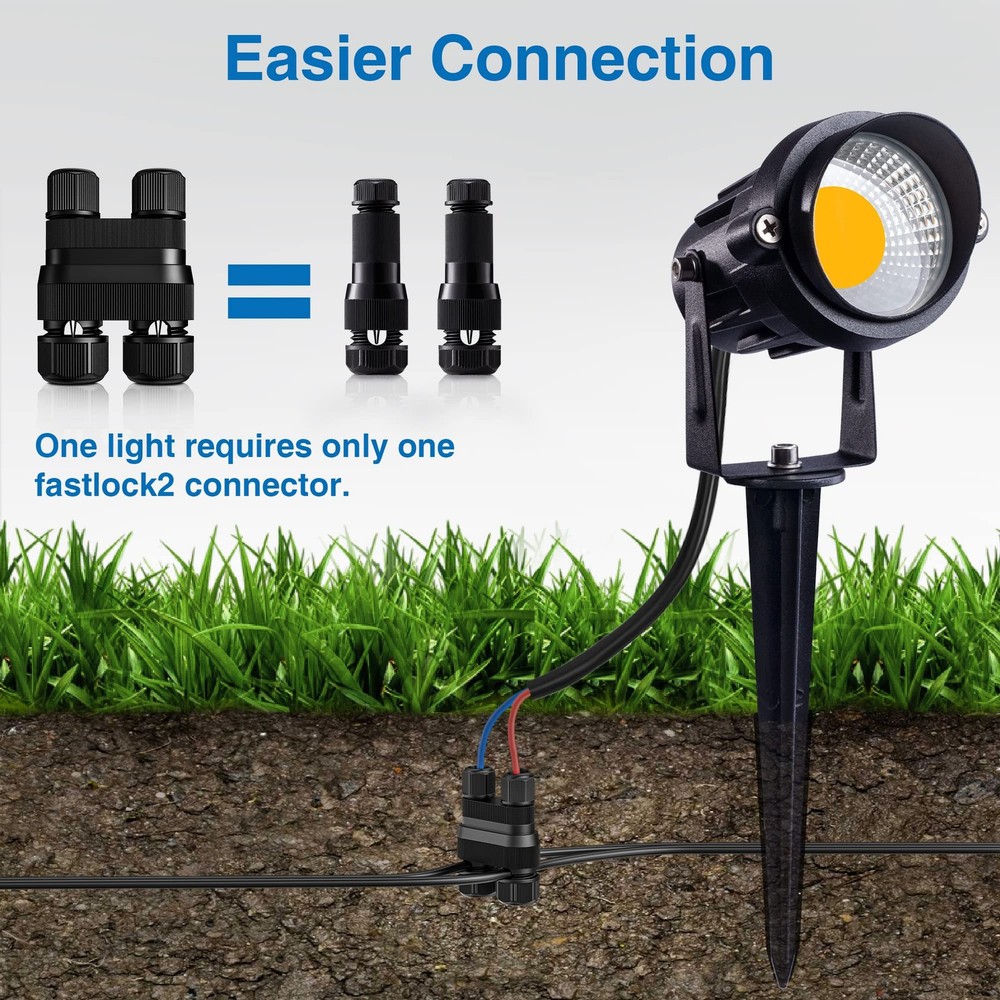 SUNVIE Fastlock2 Low Voltage Wire Connector Landscape Lighting Black