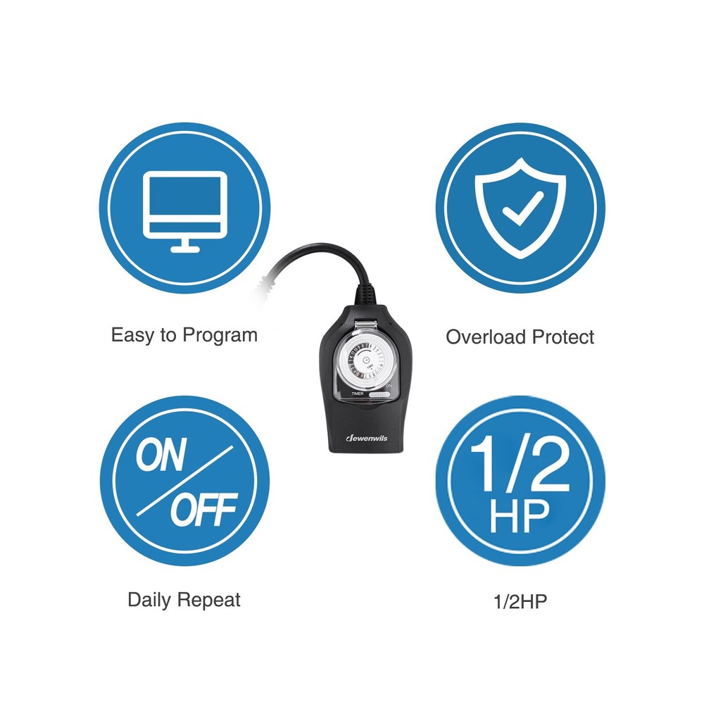 DEWENWILS Outdoor Light Timer Outlet Switch Plug Electrical Outlets Waterproof