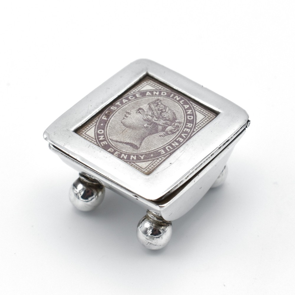 Vintage Solid Silver Stamp Case Holder 925 Sterling