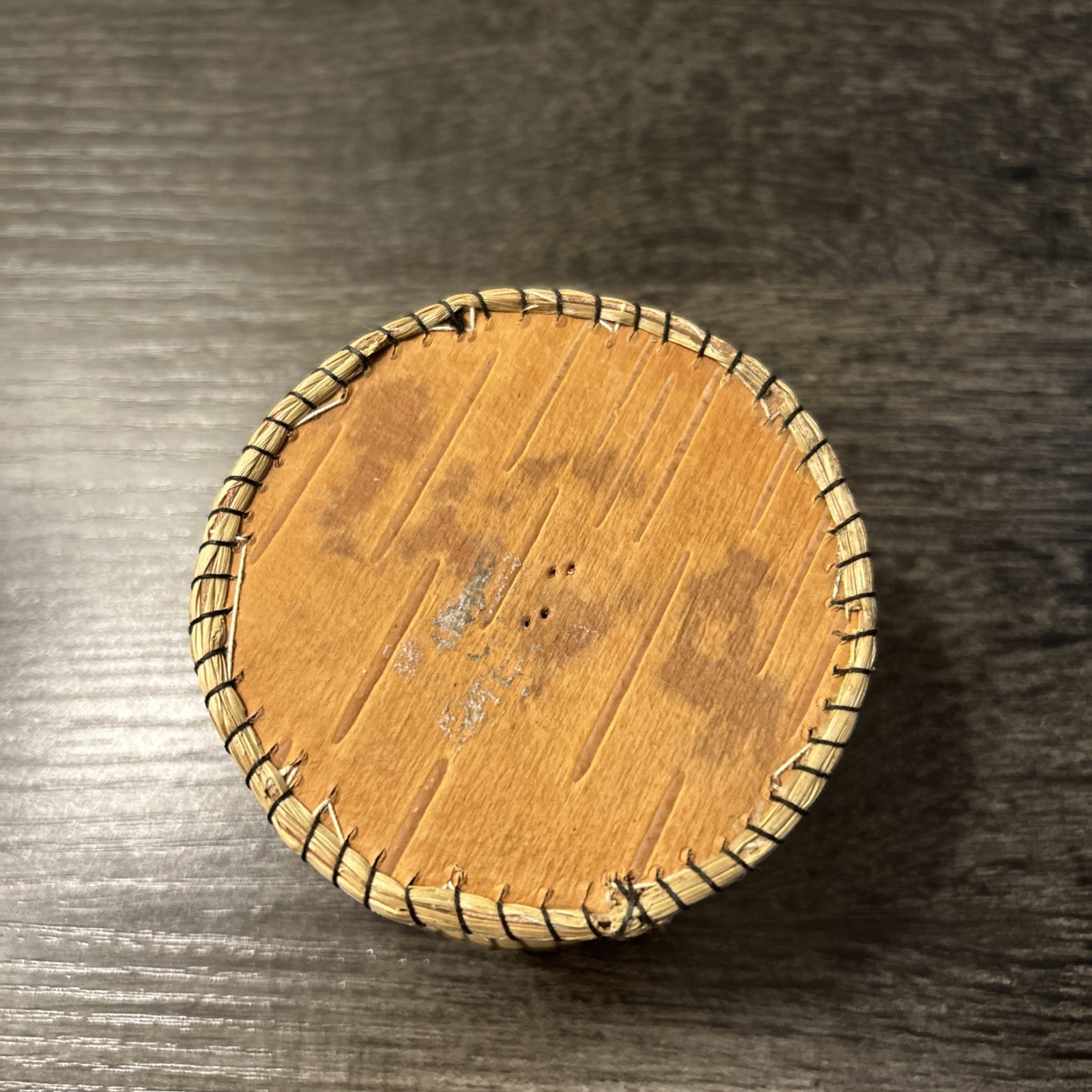 Vintage Native american Porcupine Quill Birch Bark Sweetgrass Basket