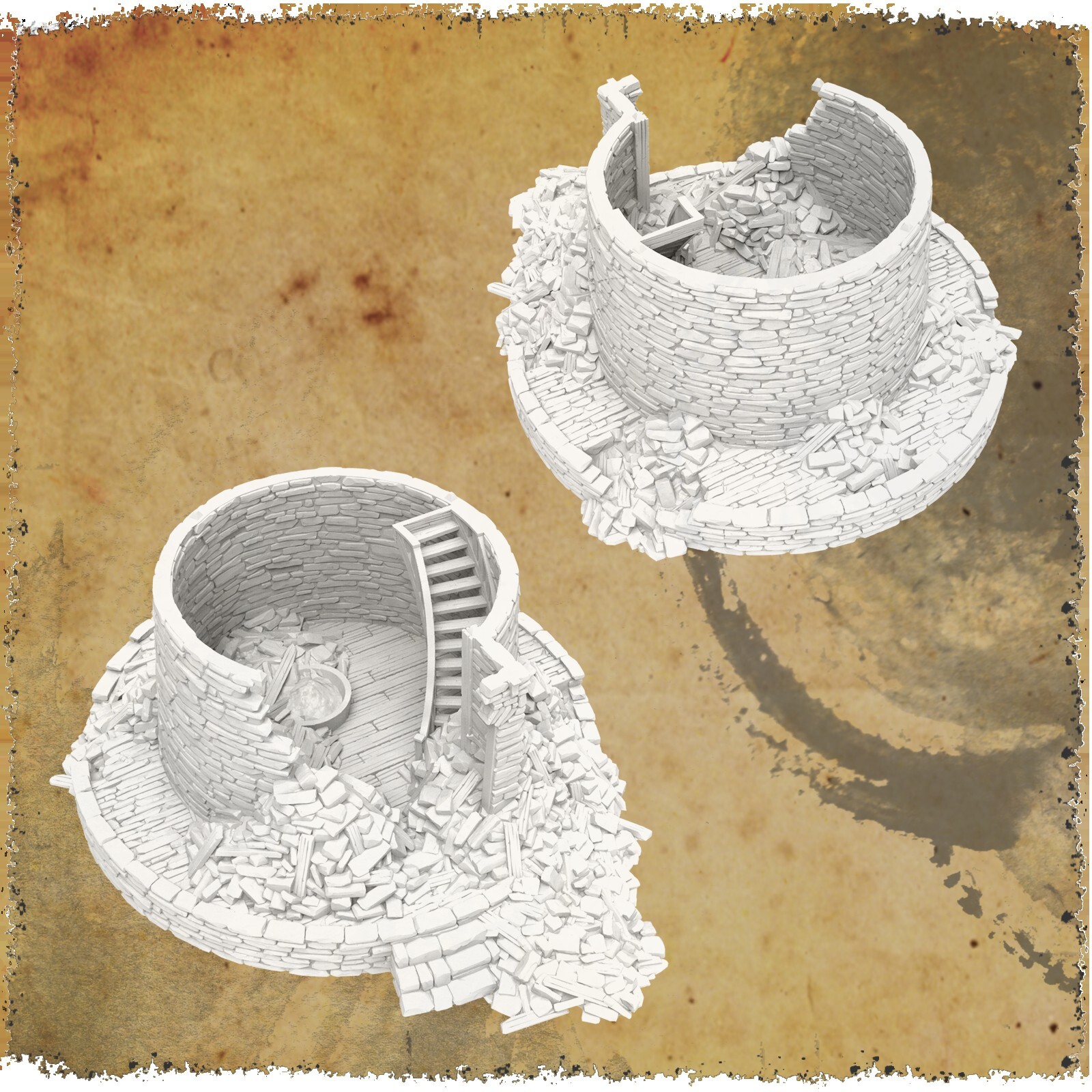 Grimdale Destroyed Windmill 28mm Ruined Village Terrain D&D Warhammer Mordheim