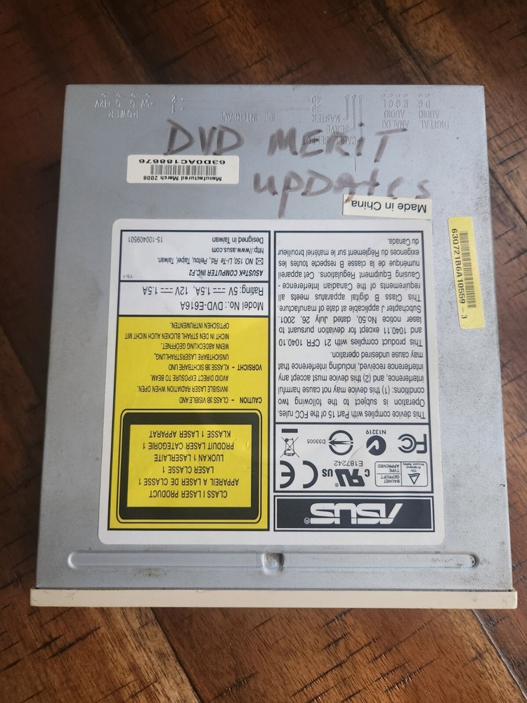 Asus QuiteTrack 16X - IDE DVD ROM Drive - Model# DVD-E616A