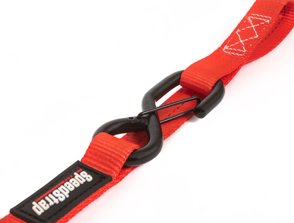 SpeedStrap 1"x15' Red Strap Ratchet Tie-Down W/ Snap S-Hook/Soft Tie 2-Pack