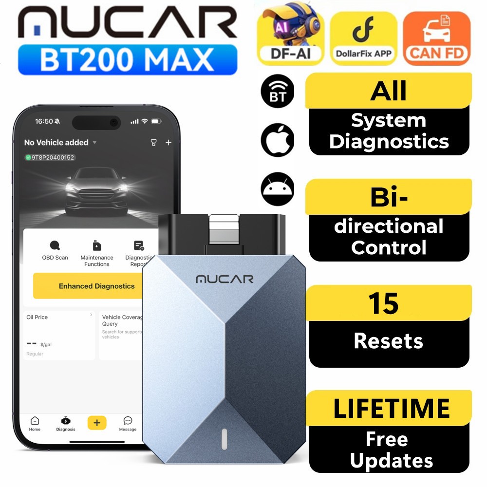 MUCAR BT200 MAX OBD2 Scanner Bidirectional Full System Car AI Diagnostic Tool