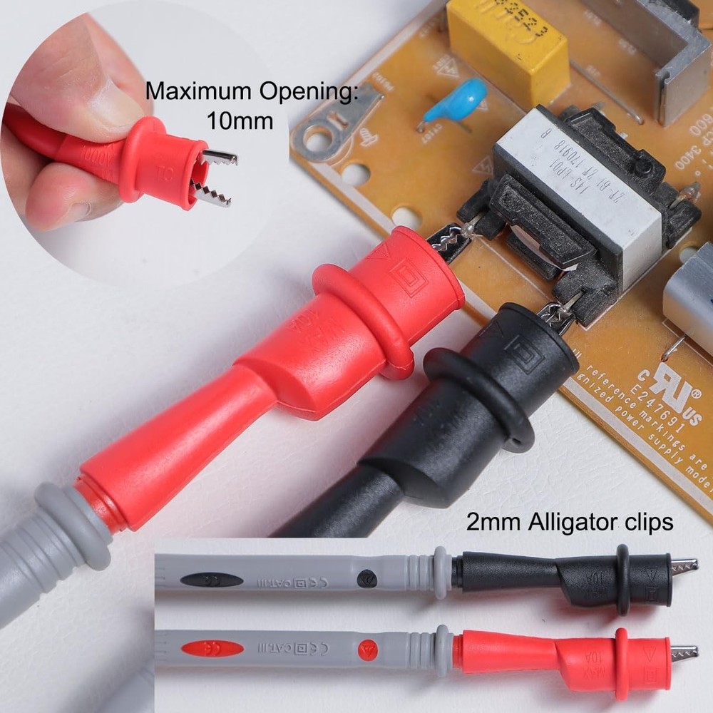 TKDMR 19Pcs Electrical Multimeter Test Leads Set with Alligator red and black