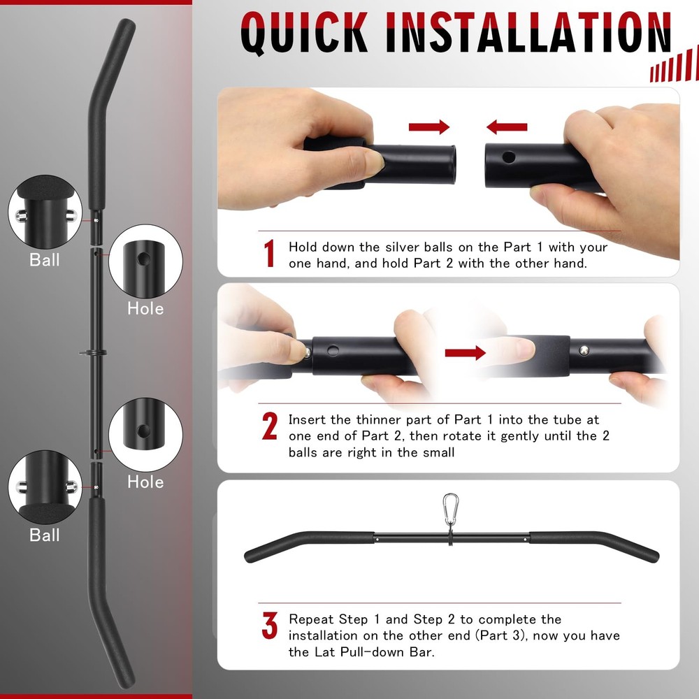 39.7'' LAT Pulldown Bar with Full Rotation, Lat Pulldown Attachments for Pull...