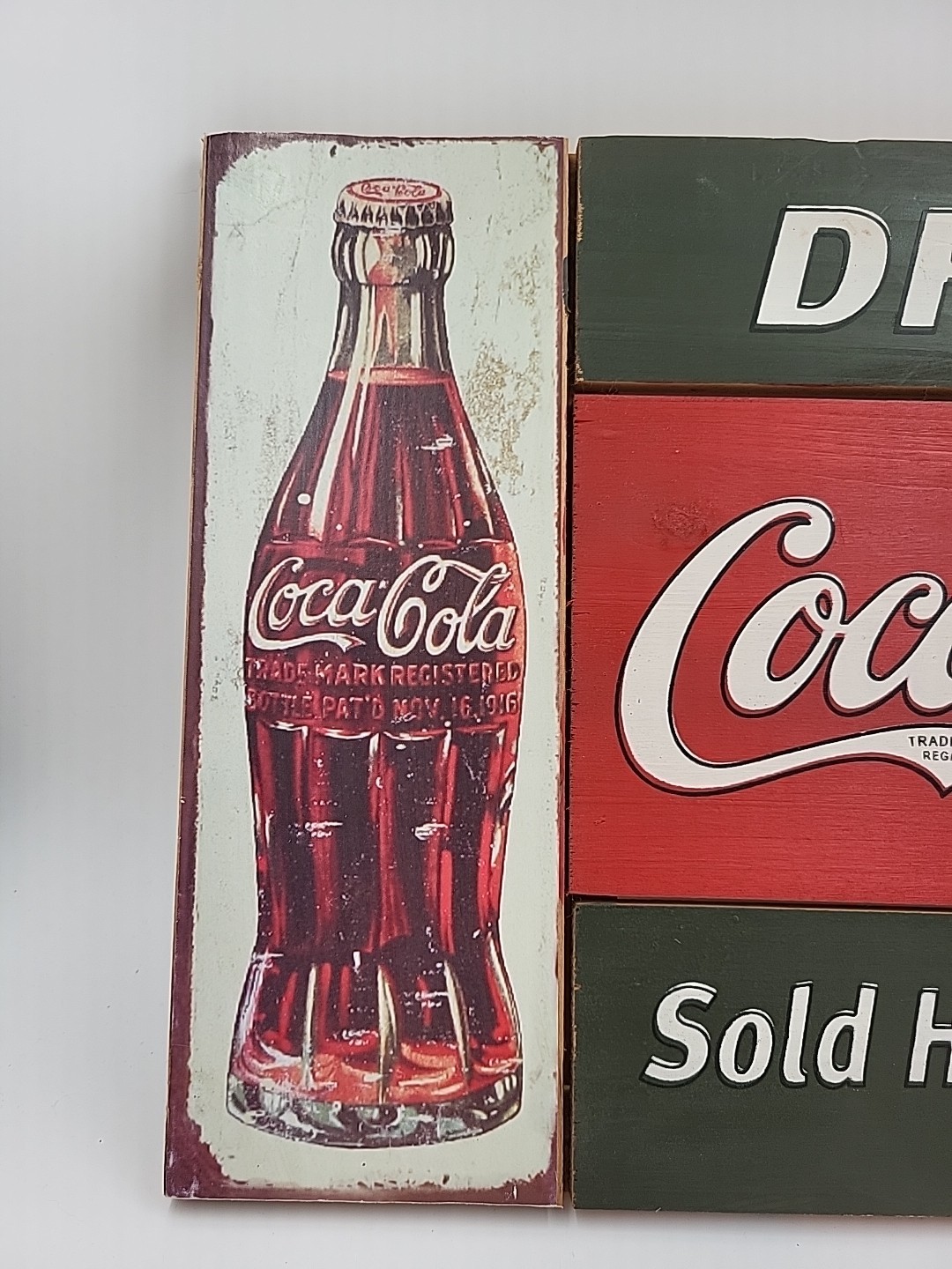 Wood DRINK Coca-Cola Sold Here Ice Cold Sign