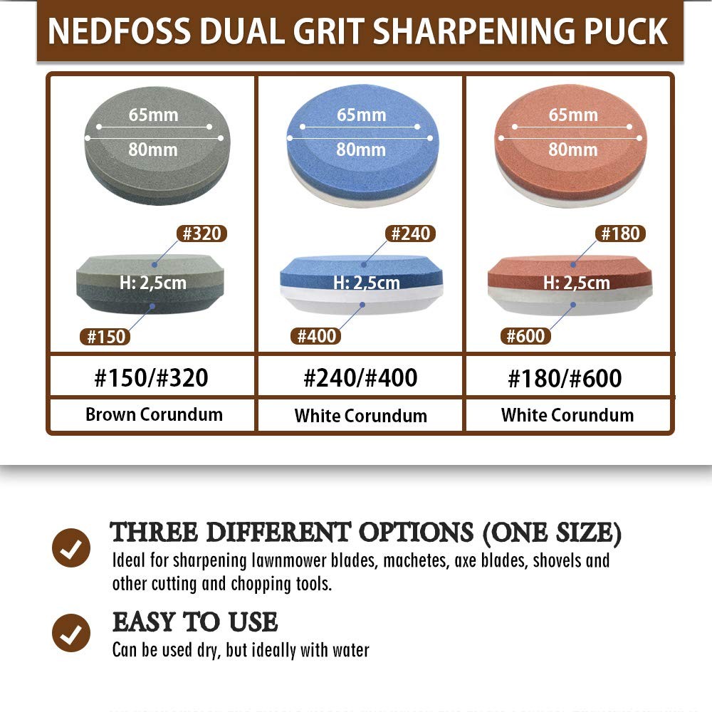 NedFoss Axe Sharpener Tool Whetstone Puck with Leather Sheath for Hatchets