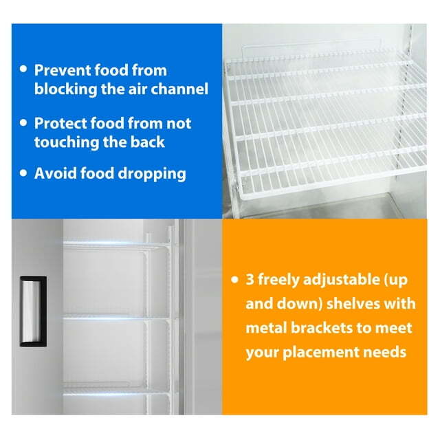 New 54'' Reach-In Commercial Refrigerator Stainless Steel 2 Solid Doors 49 Cu.Ft