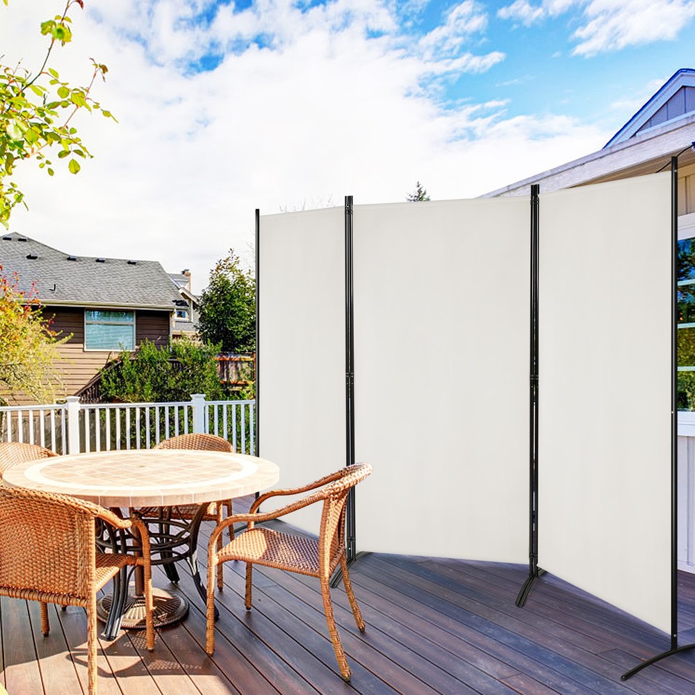 Folding Privacy Partition Screen 3-Panel Room Divider for Office Room White