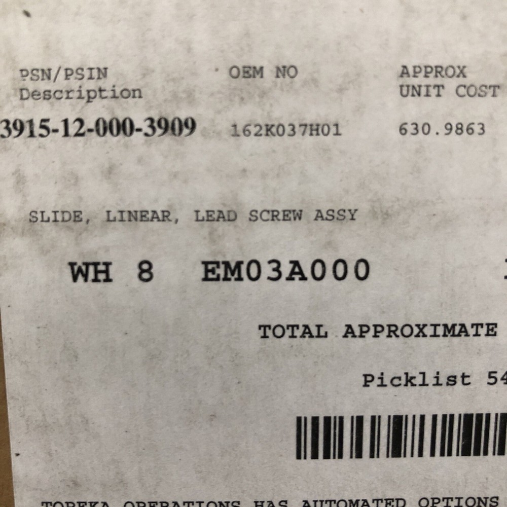 Lead Screw Assy Slide Linear 162K037H01