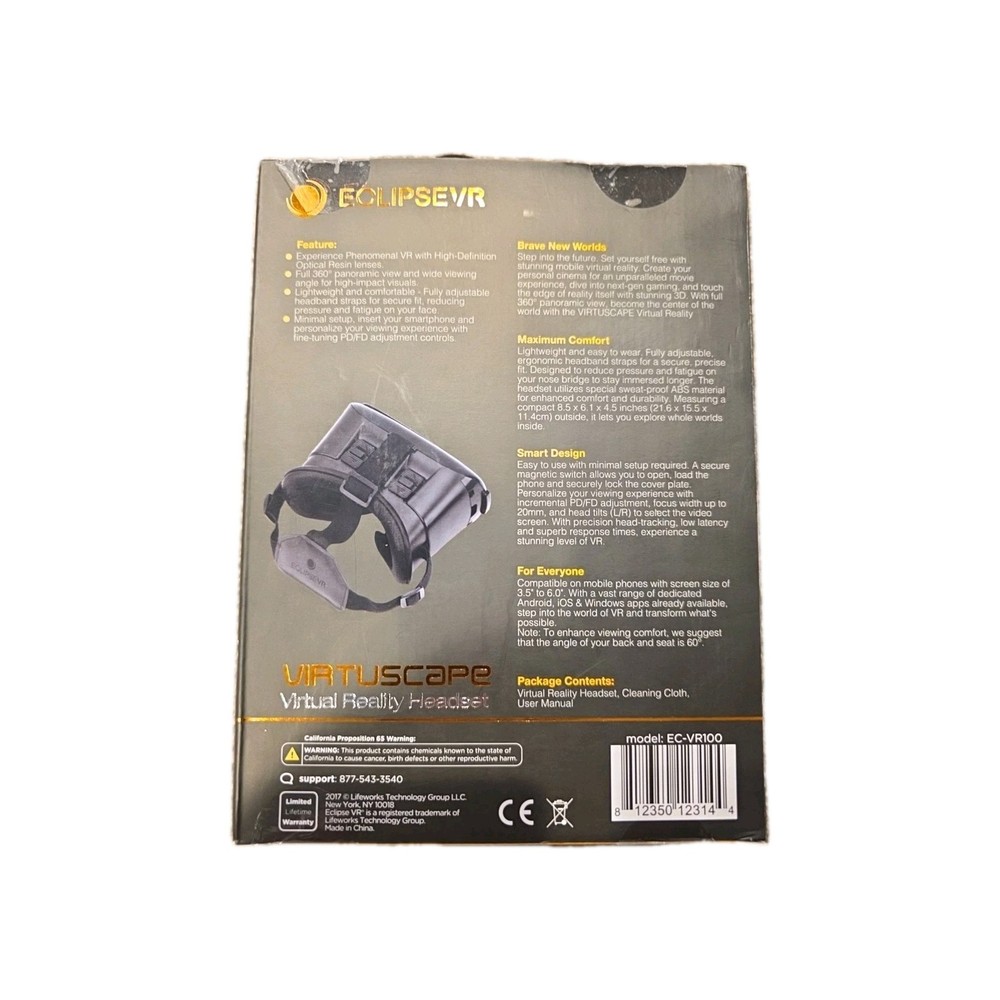 Eclipsevr Virtuscape Virtual Reality Headset