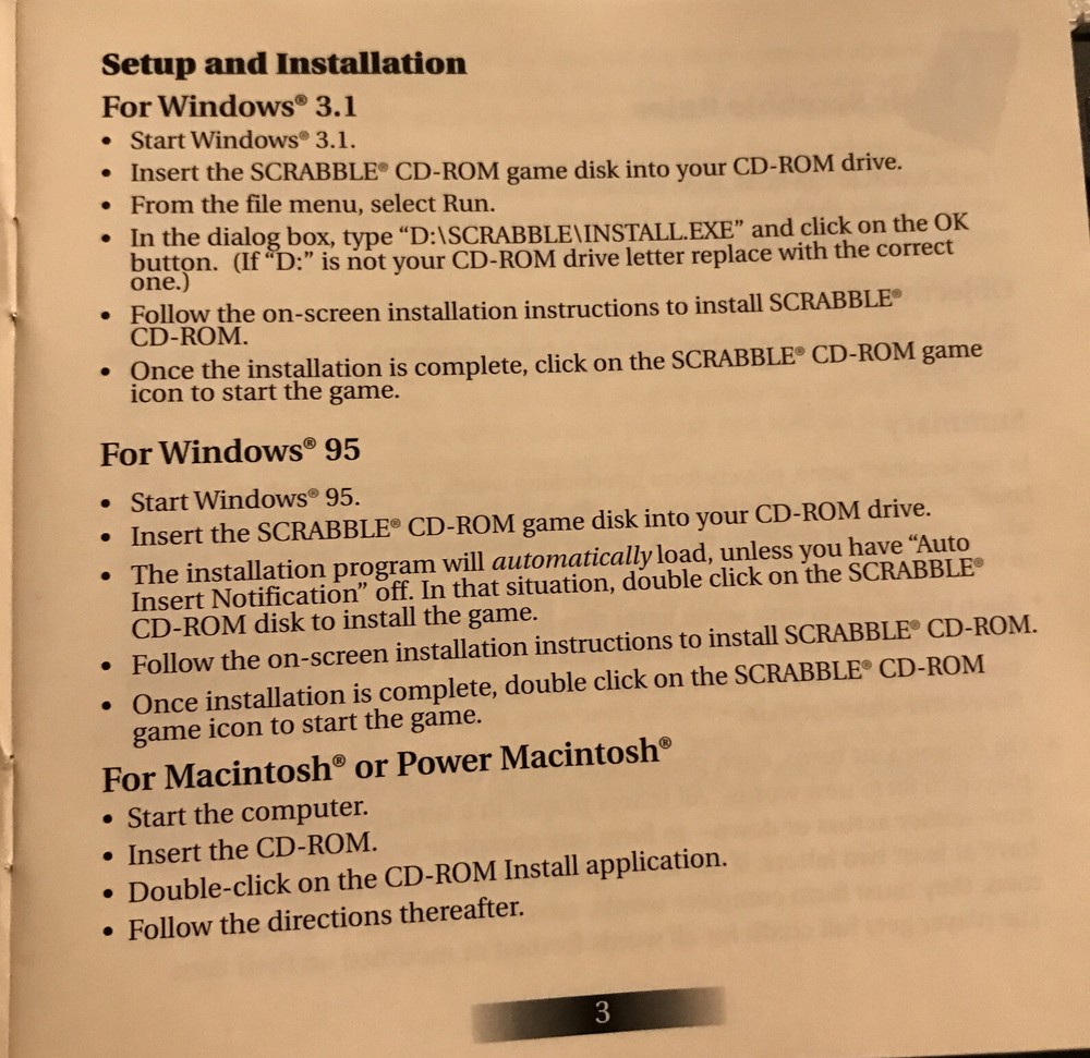 Scrabble CD-ROM Crossword Game for Windows 3.1/95 and MAC