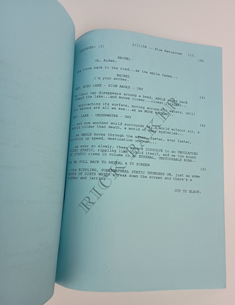 The Ring II Original Script - Rick Baker's Copy