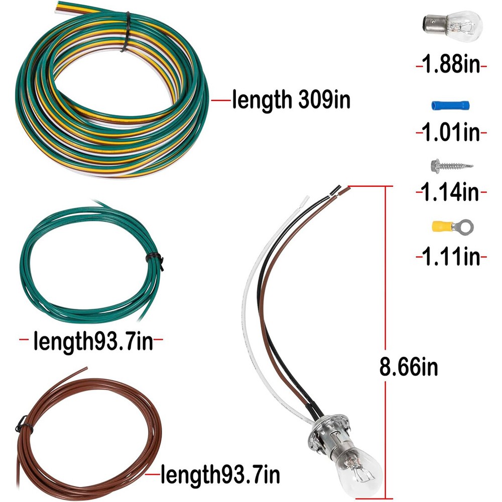 BX8869 Bulb and Socket Tail Light Wiring Kit For Most Vehicles