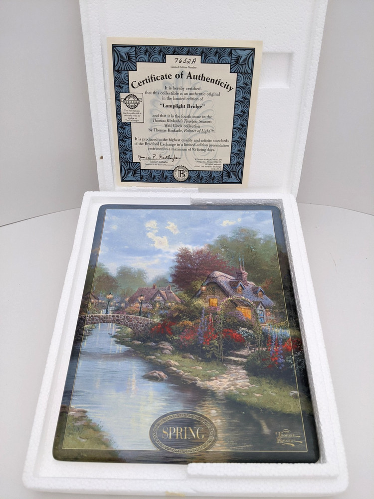 ✨Thomas Kinkade Stained Glass Clock with Complete Set Changeable Seasons
