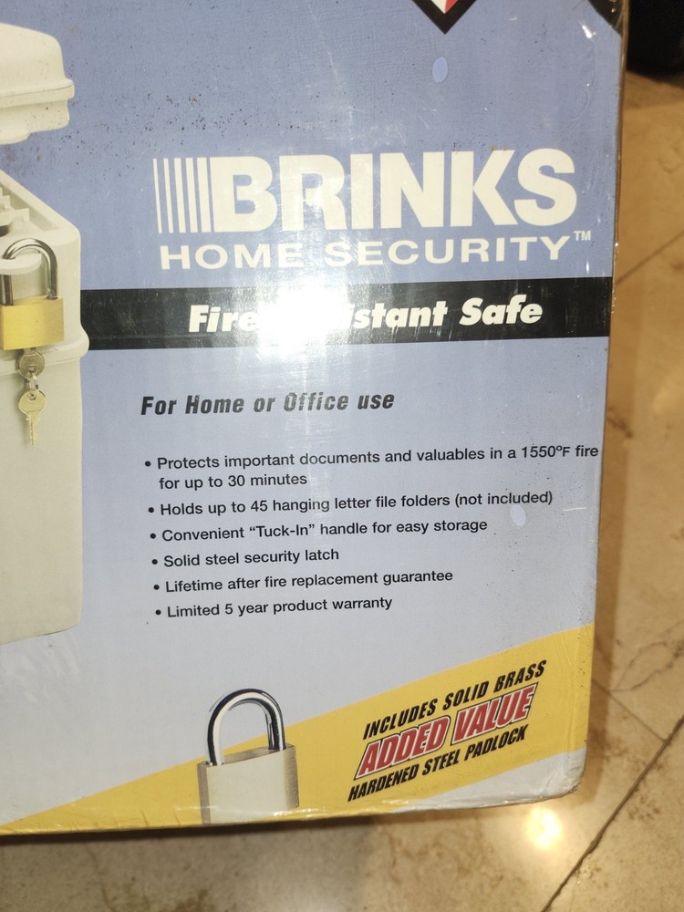 Brinks Home Security Locked Box Fire Safe Rated 1/2 Hour