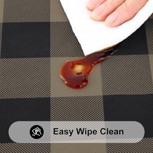 Rectangle Picnic Table Cloth, Elastic 72" x 30" (Rectangular) Black and Khaki