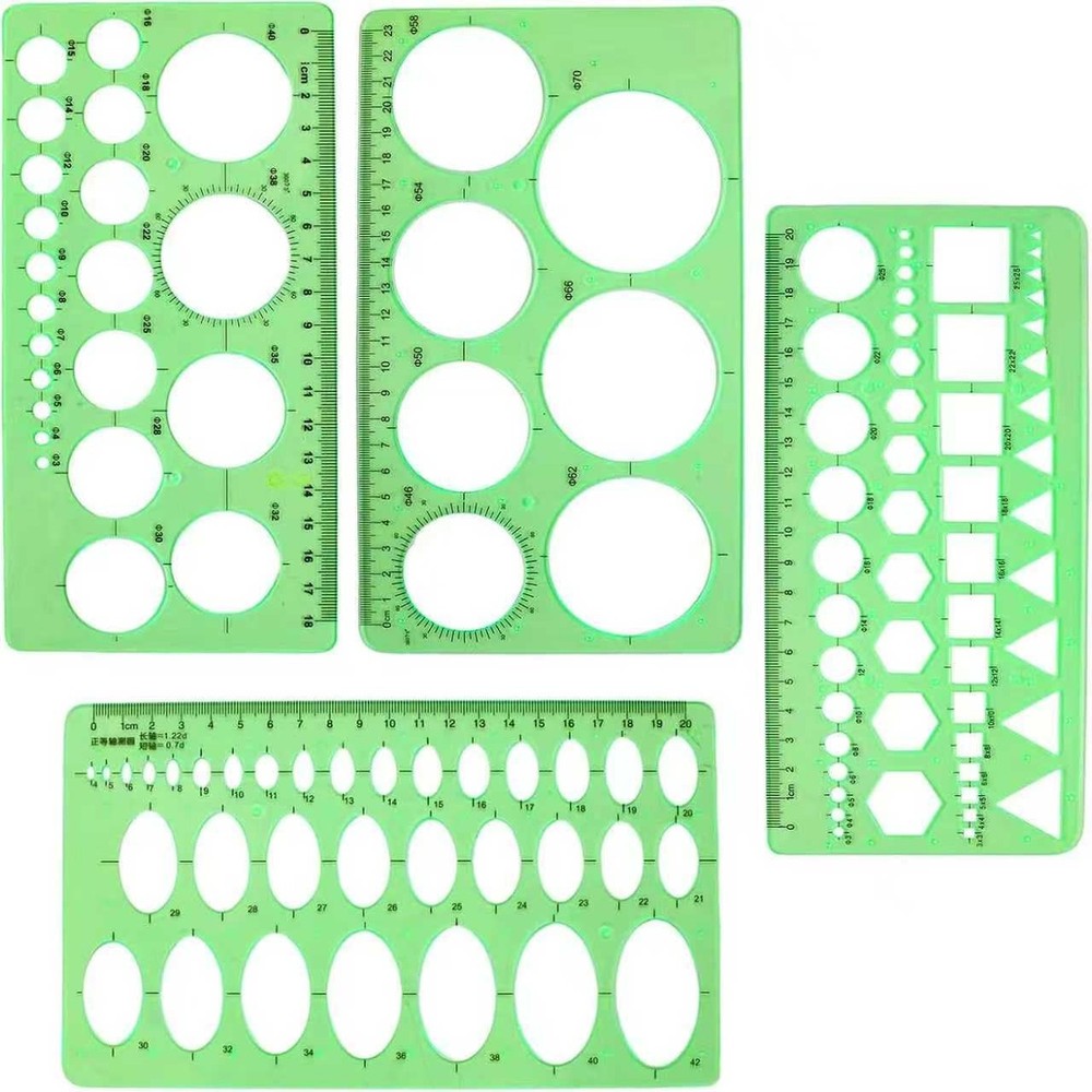 4PCS Circle Template, Plastic Circle and Oval Measuring Templates, Formwork D...