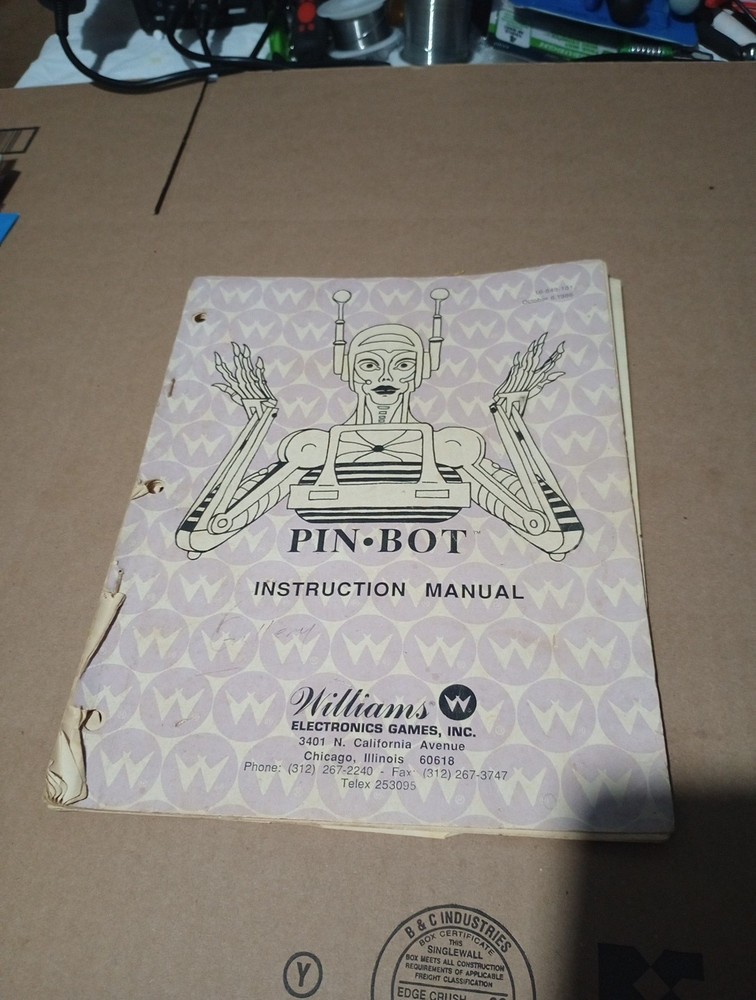 Williams Pinbot Original Pinball Machine Manual