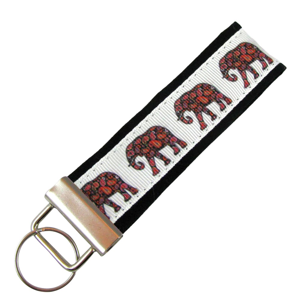 Elephant Key Chain, Elephant Key Fob, Fabric Keychain