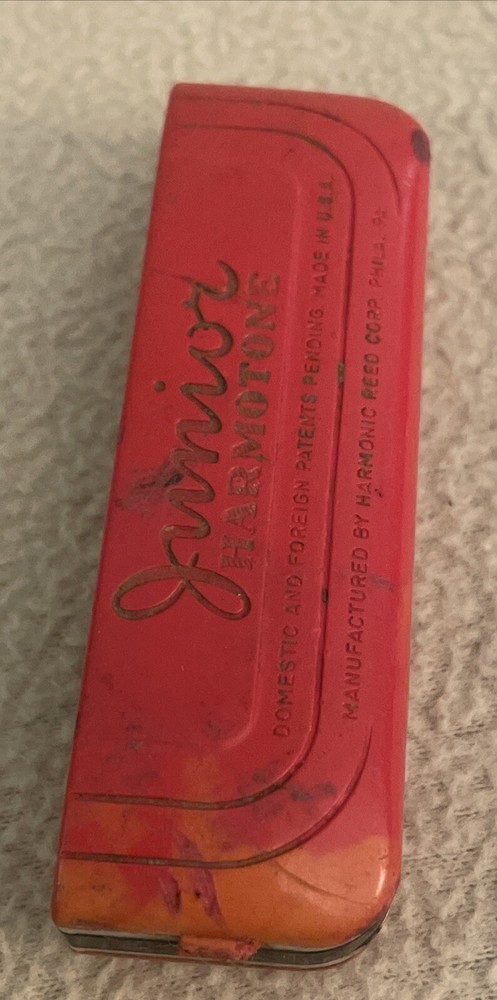 Vintage Hard Plastic Junior Harmotone Harmonica Harmonic Reed Old Toy