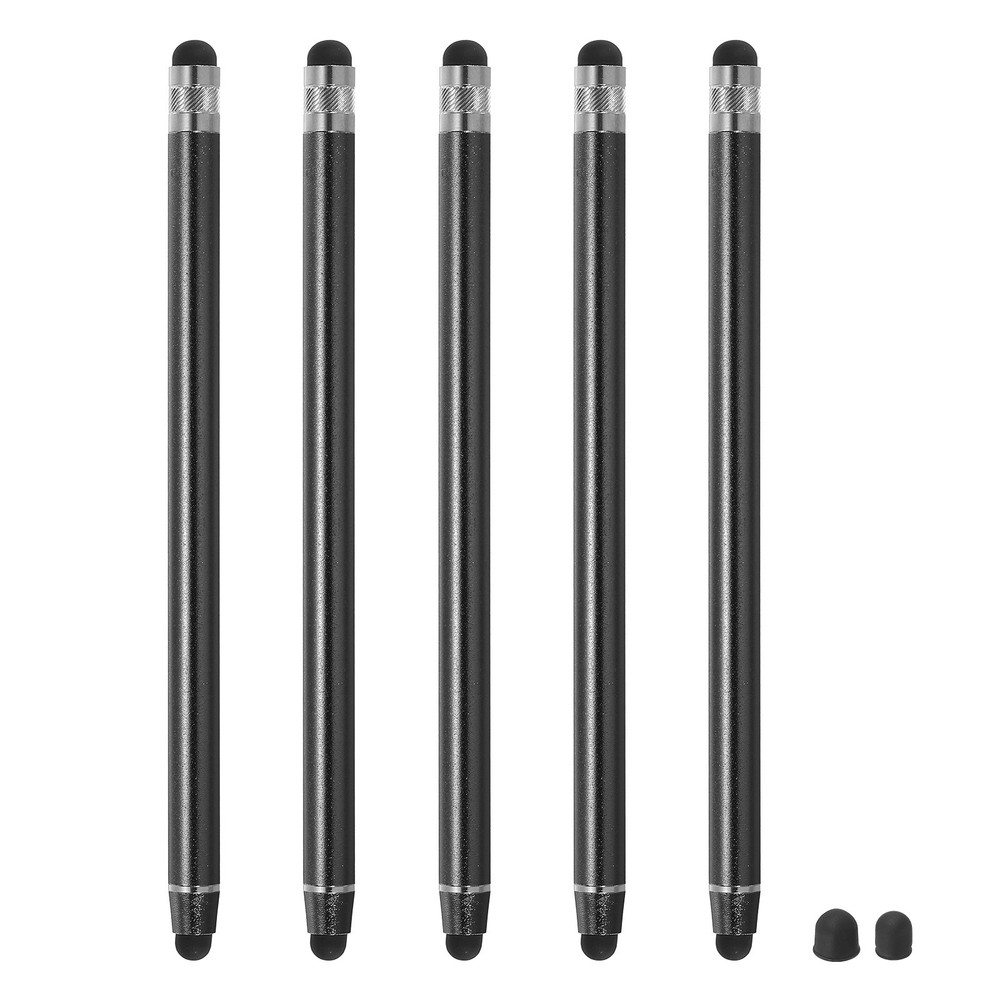 5pcs Stylus Pens for Touch Screens with 2 Extra Tips Black