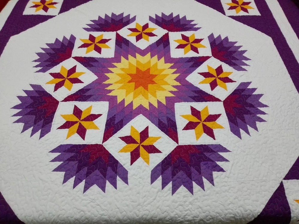 Queen size machine pieced and quilted Patchwork quilt#114