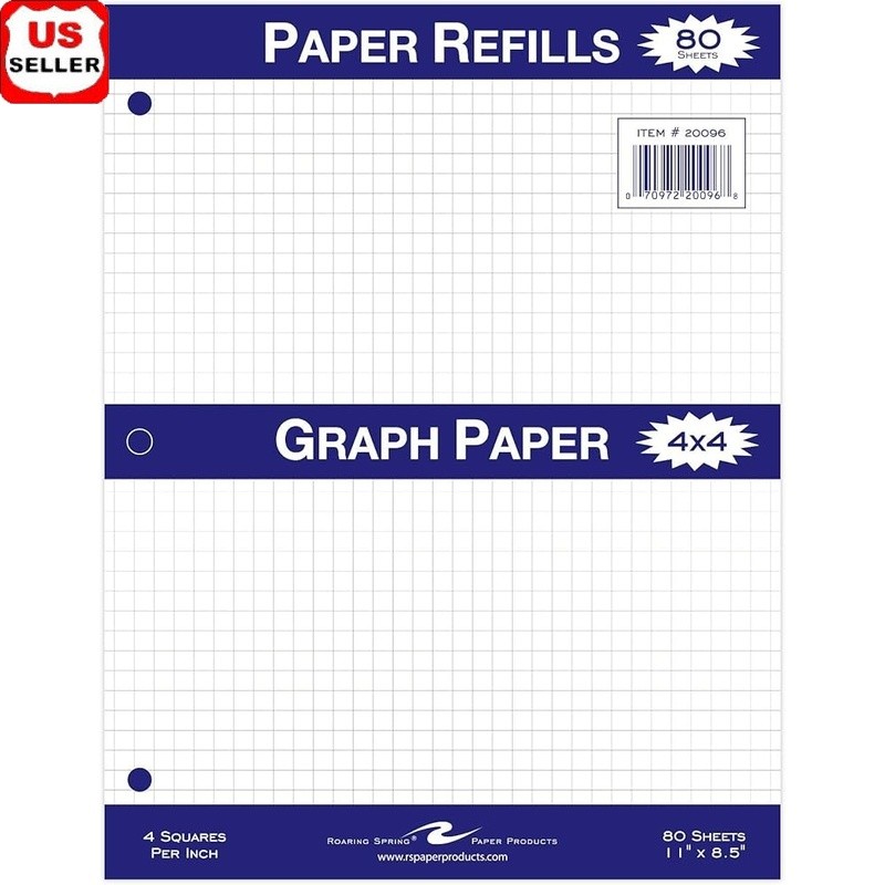4x4 Graph Paper Loose Leaf 80 Sheets STEM Projects Binder Refill Art Design New