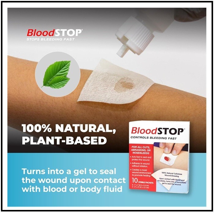 Bloodstop Hemostatic Dressing Controls Bleeding Fast10 Count