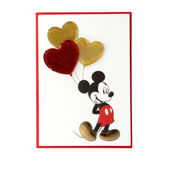 Papyrus Mickey with Heart Balloons Card Greeting Card
