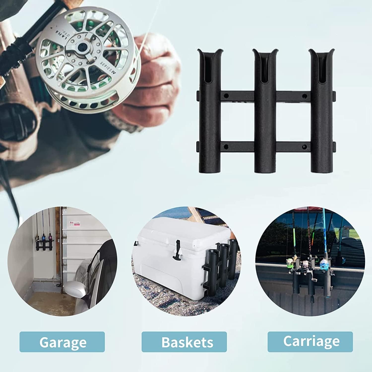 3 Tube Boat Fishing Rod Holder Boat Marine Plastic Mount Rack for Yacht Kayak US