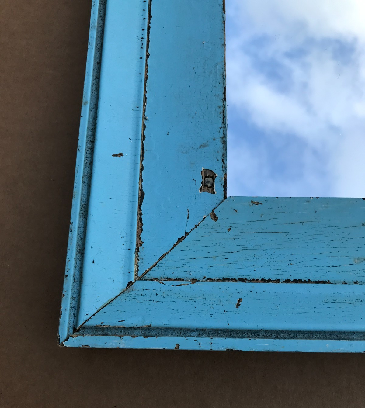 VTG Salvaged 18x27 Shabby Blue 2-Piece Wood 11x20 Mirror Chic Old 1617-25B