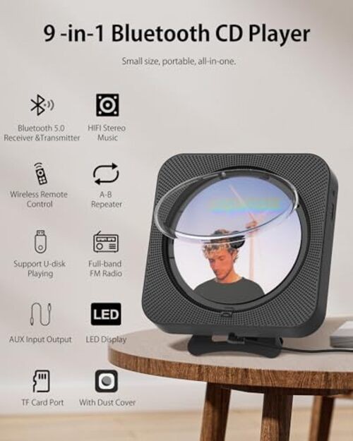CD Player Portable Bluetooth Desktop CD Player for Home, Mini Cute CD Players