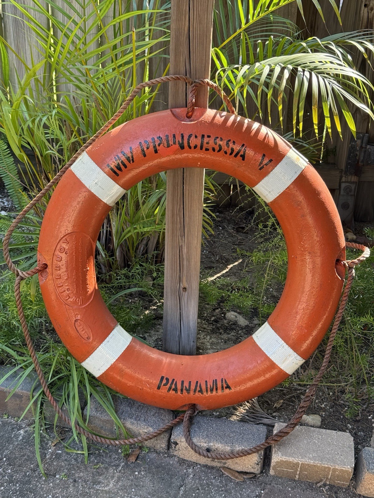 Vintage Boat Life Preserver Ring Buoy Nautical MV PRINCESSA V PANAMA 30"