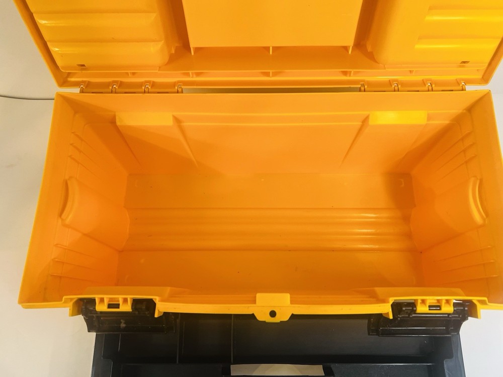 Vintage 20" Yellow Keter Toolbox Tool Box Storage on Lid with removeable Tray