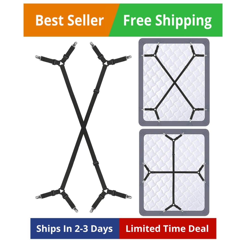 Bed Sheet Holder Straps - Sheet Straps Adjustable Bed Sheet Clips Fasteners Keep