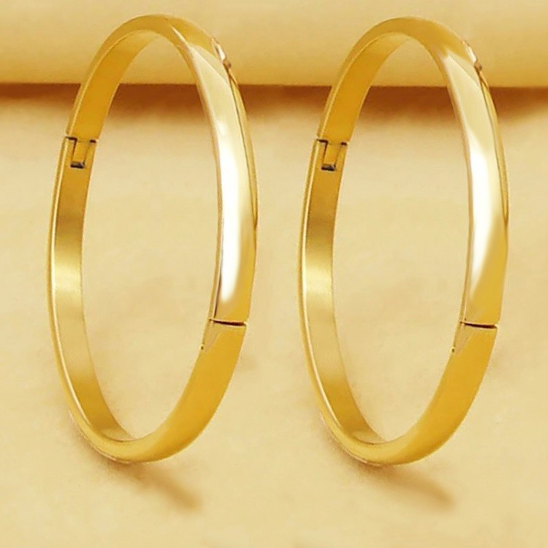 14k Gold Over Sterling Silver Womens 7" Elegant Smooth Bracelet Bangle