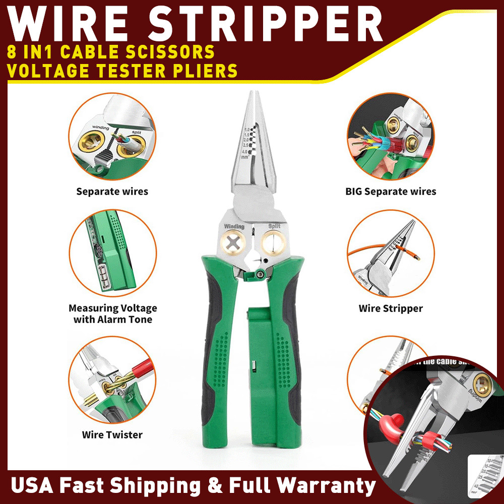 8In1 Wire Stripper Twister for Cutting and Pulling Wires Cable Scissors Voltage