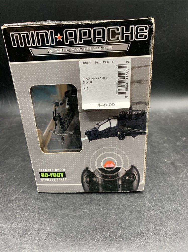 MINI APACHE Indoor Flying Helicopter NEW IN BOX Gray