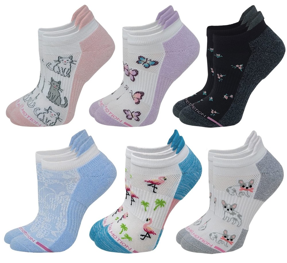 Motion Dr Women's Men 6pk Compression Low Cut Anklet Socks 9-11 Assorted