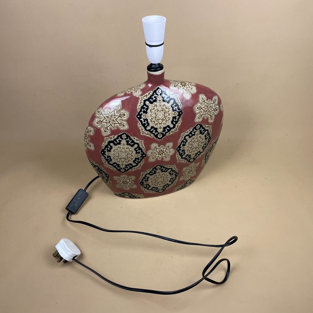 Hand Painted Ceramic Lamp Light Bedside Table Pattern Large Statement Patterned