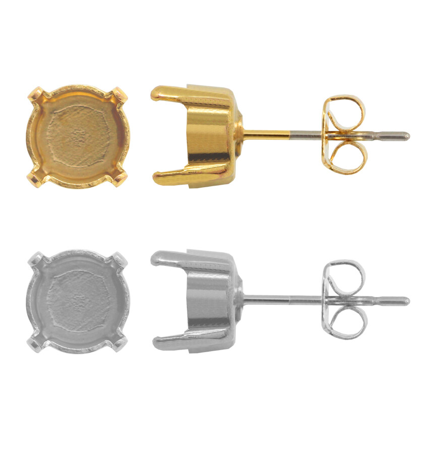 Brass Stud Post Earring Bases for Chaton Shape Crystals * Different Sizes